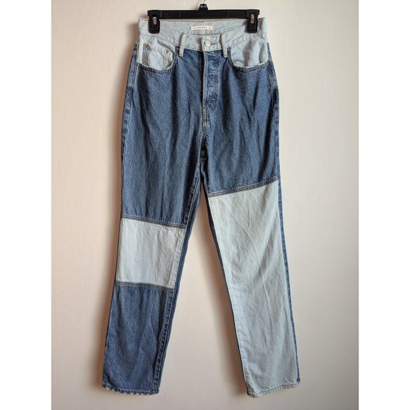 Pacsun Women's Mom Jean Denim Patchwork Colorblock Size 26 EUC - Picture 2 of 9